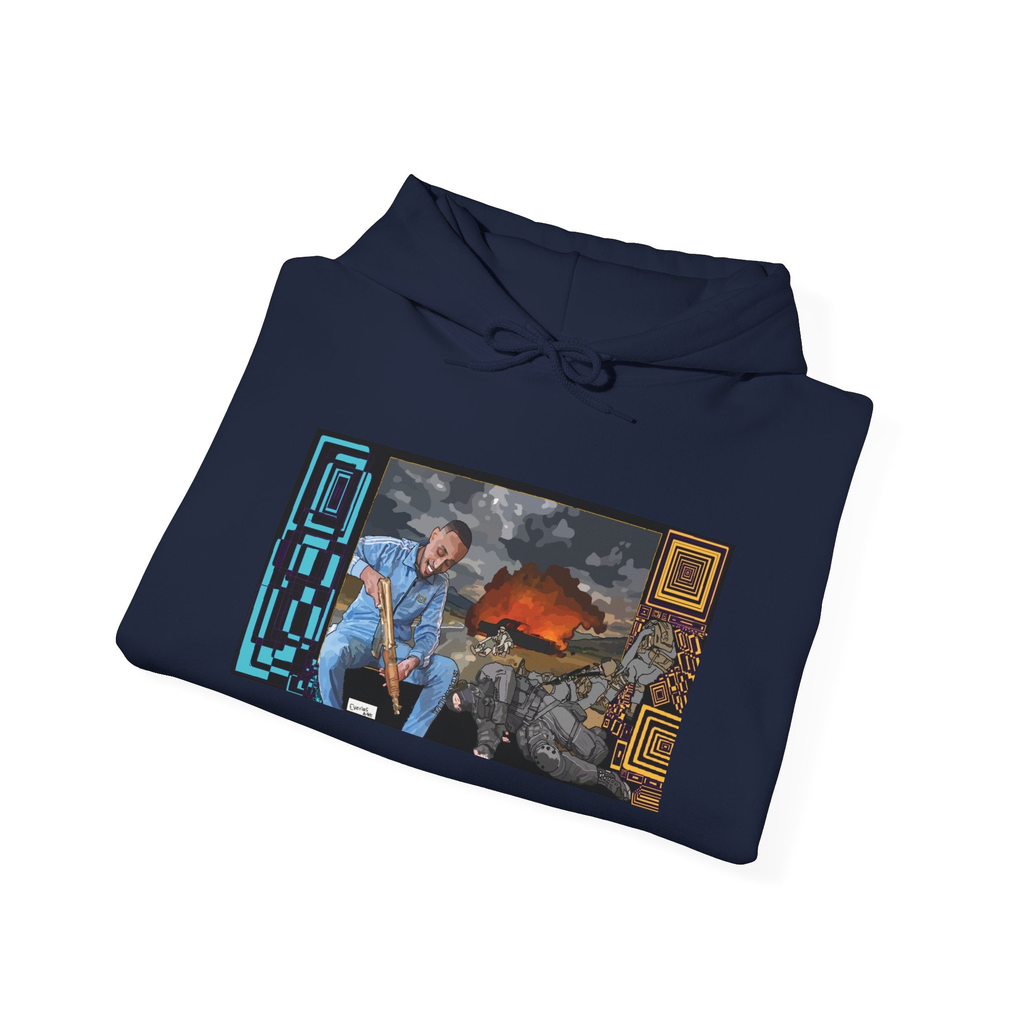 Hoodie — Apocalyptic Shovel Man Graphic Pullover (Original Art Concept)